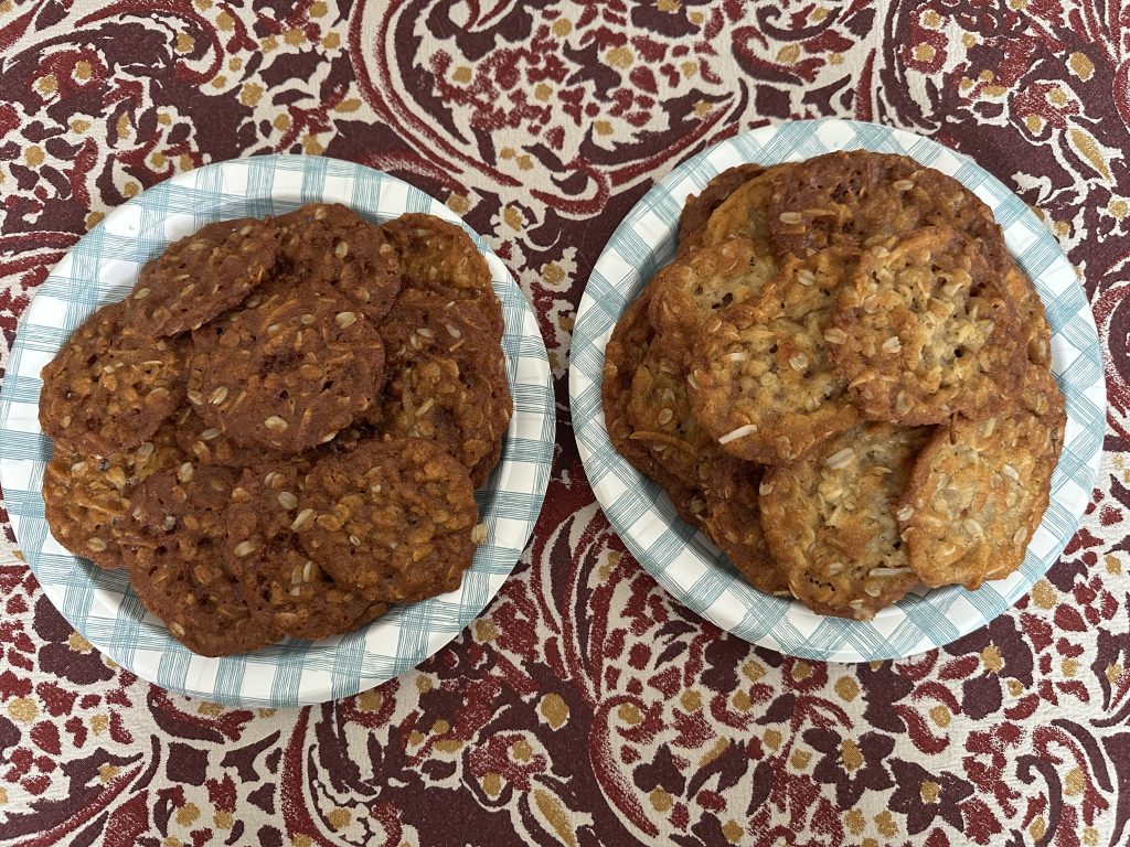 Anzac biscuits on plates